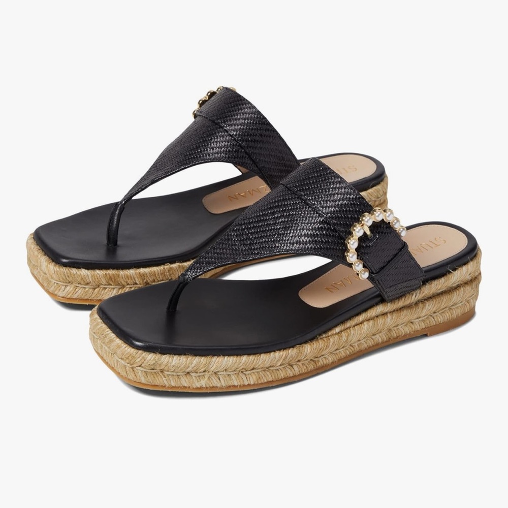 Stuart Weitzman Black Espadrille Sandals